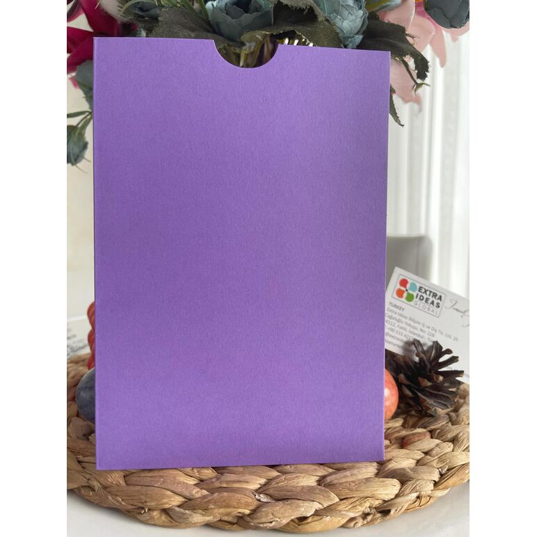 14x20 Cm, Luxury Cardboard, Open Mouth Model, Vertical Format - Purple Envelope