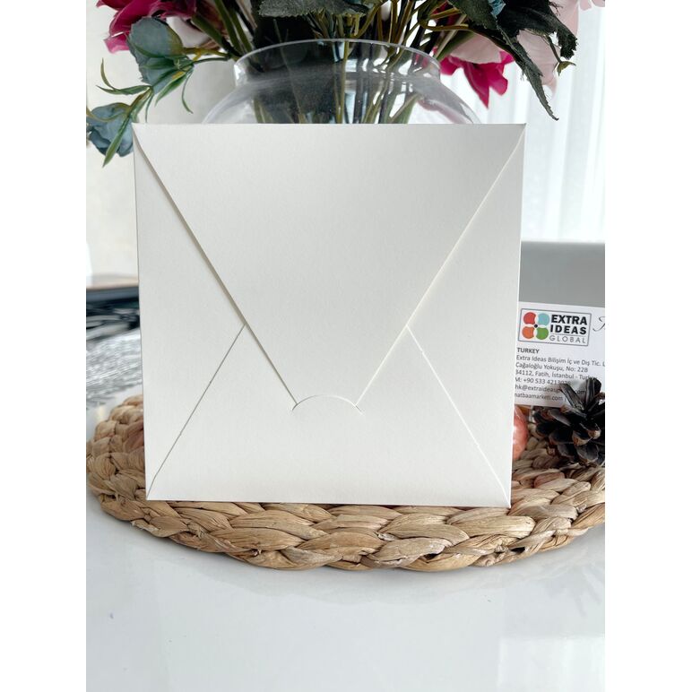 16x16 Cm - Busta con Pattina Triangolare - Cartoncino Bianco Luxury